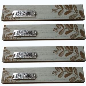 4-PK Tabletop Wooden Decorative Plaques - "Stay Awhile" - 11"W x 3"H x 1"D